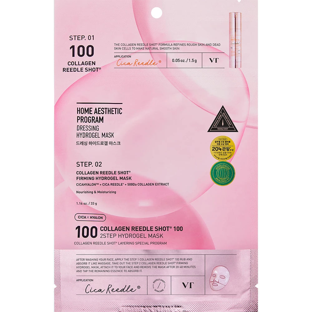 VT COSMETICS Collagen Reedle Shot 100 2 step hydrogel Face mask 1.5 gr + 33 gr