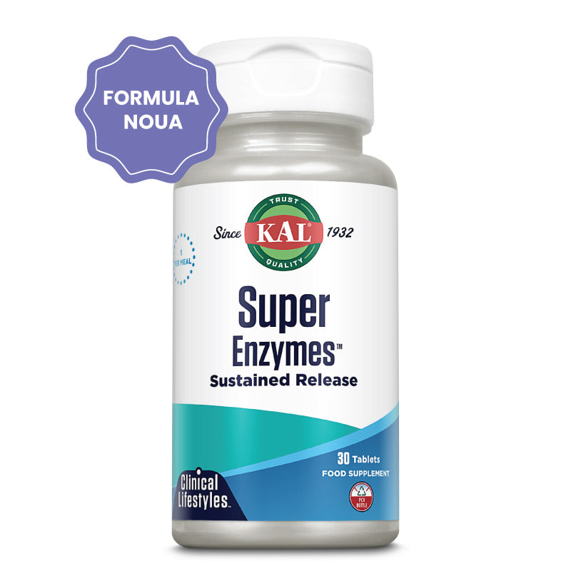 Super Enzymes™ – KAL – flacon cu 30 tablete cu eliberare prelungita (Bi ...
