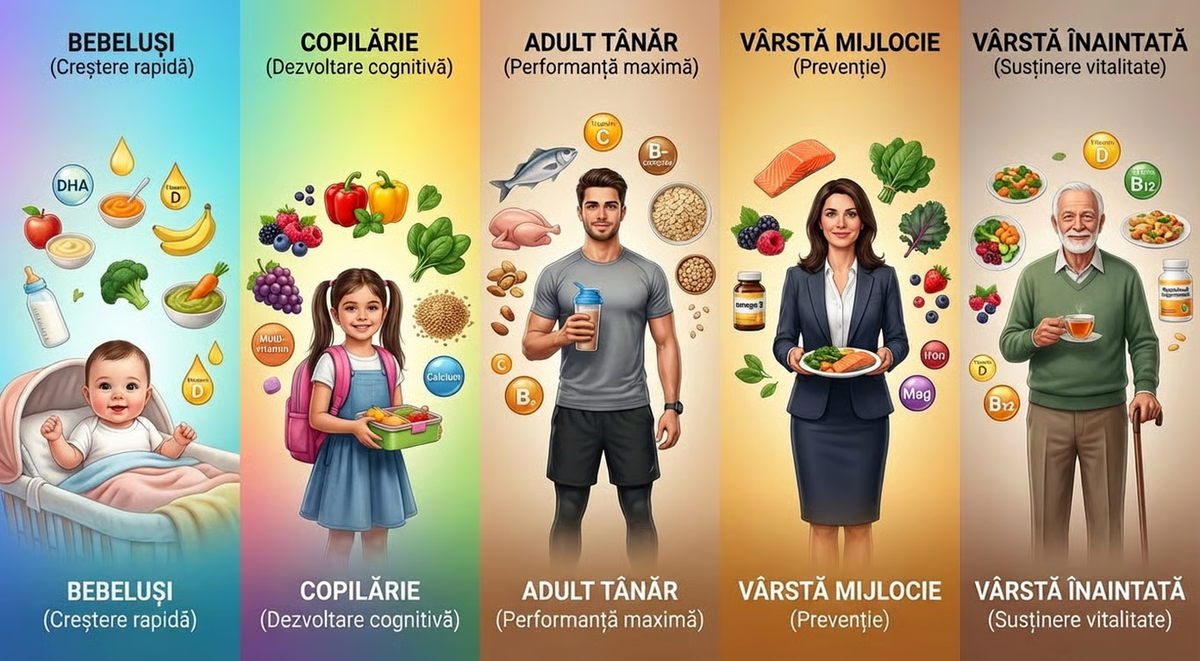 De la copii la seniori, cum evolueaza nevoile nutritionale in functie de varsta - Ghid practic pentru vitamine si alti nutrienti esentiali