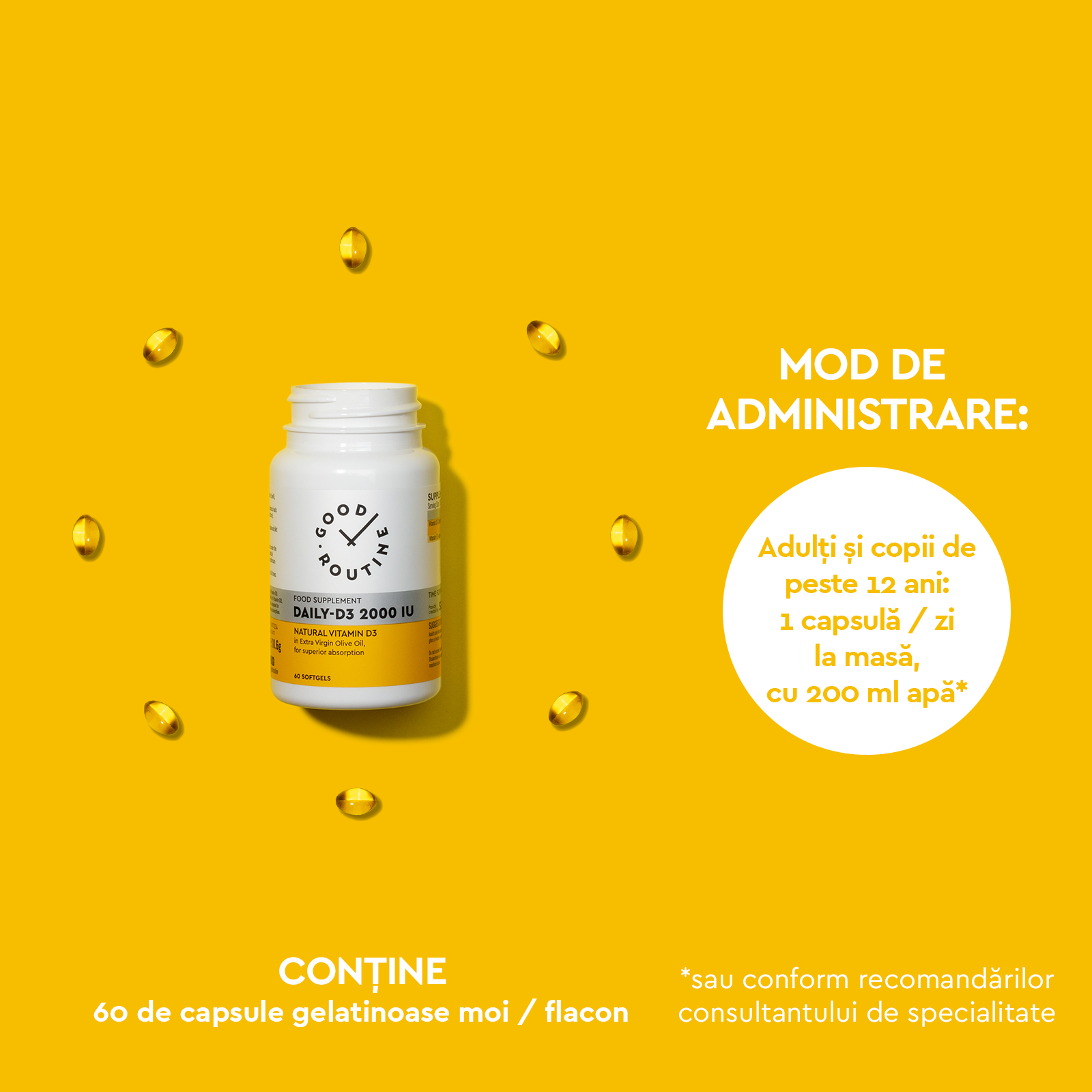 Good Routine Daily D3 Daily-D3 2000IU – GOOD ROUTINE – flacon cu 60 capsule gelatinoase moi ...
