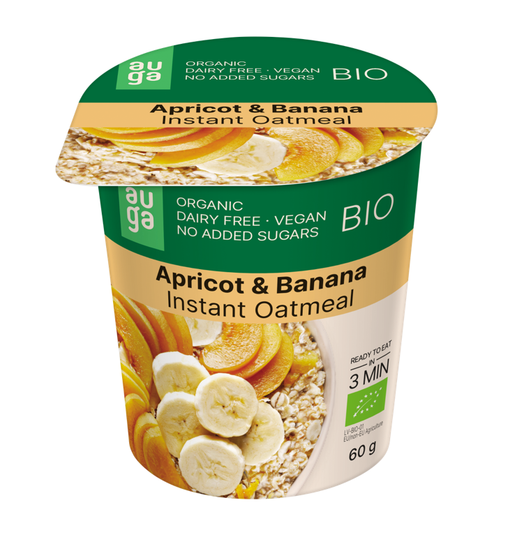 Porridge BIO ovaz integral cu caise si banane 60g