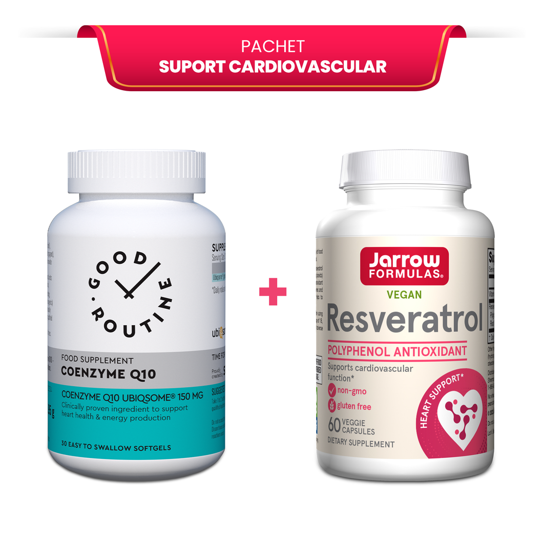 Pachet Suport Cardiovascular: Coenzyme Q10 30 caps + Resveratrol 100mg 60 caps - Pret promotional