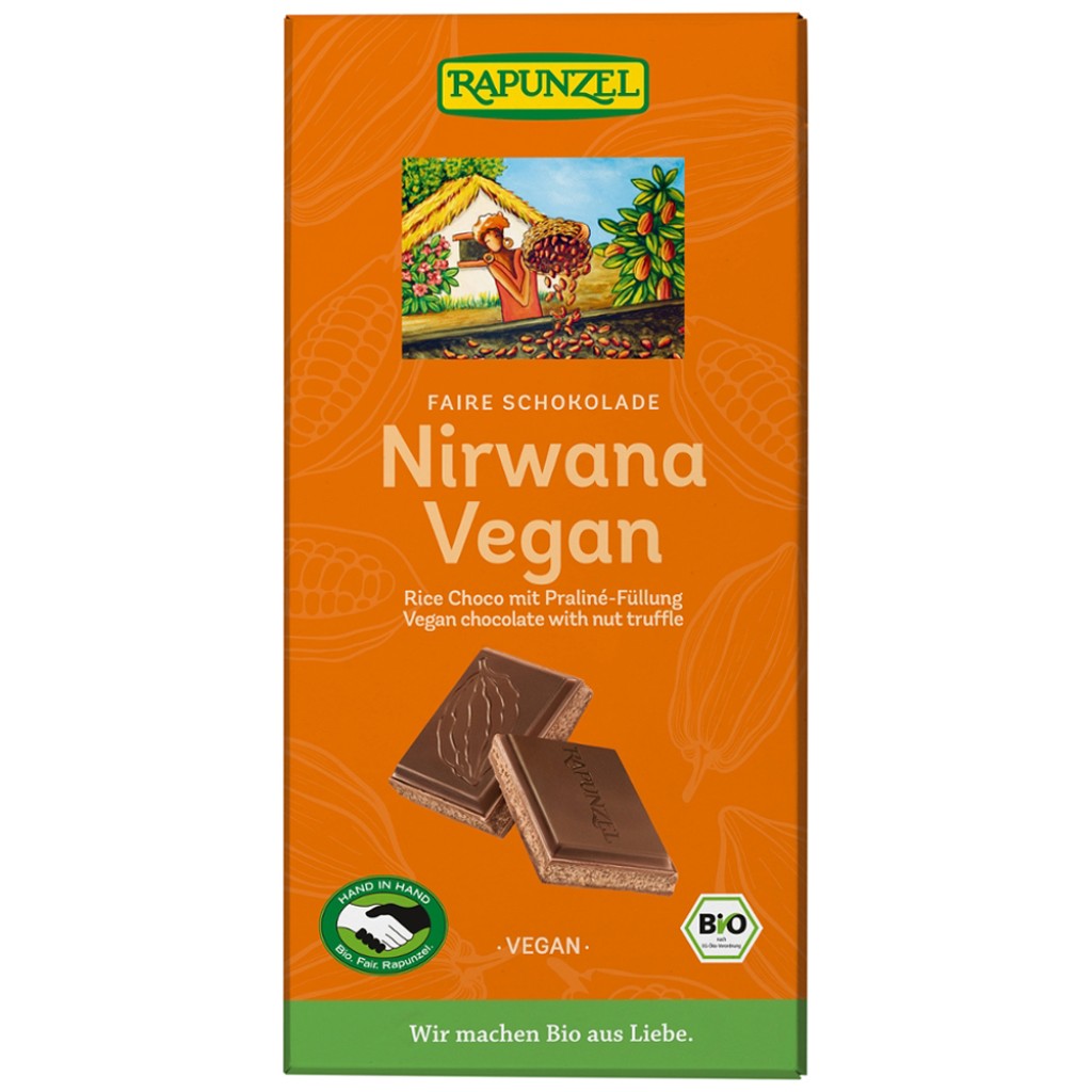 Ciocolata Nirwana vegana bio Rapunzel, 100 g