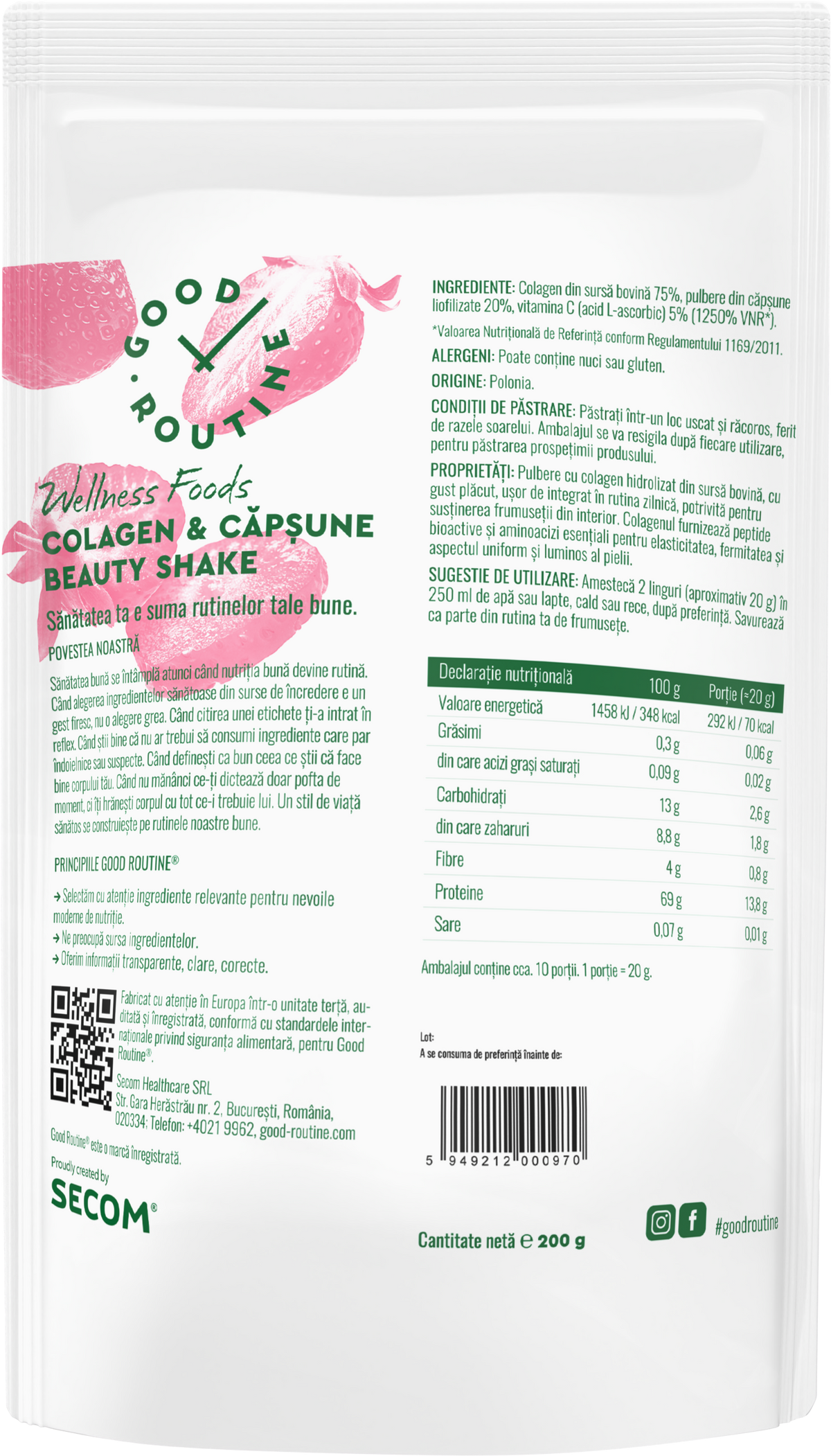 Colagen & Capsune - beauty shake 200g