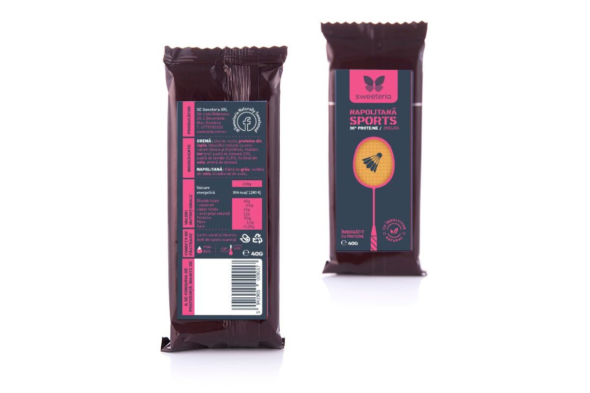 NAPOLITANE 30% PROTEINE ZMEURA INDULCITOR 40 g