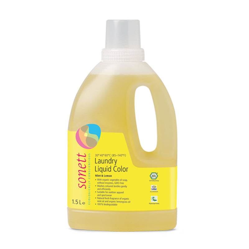 Detergent ECO lichid rufe colorate cu menta si lamaie, 1.5 L