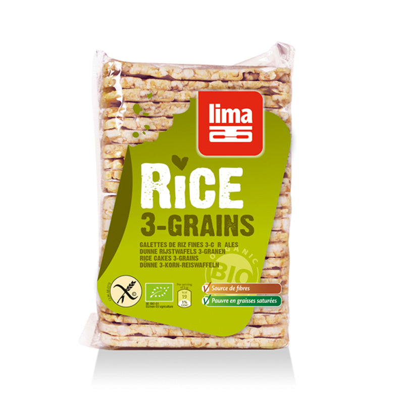Rondele BIO din orez expandat cu 3 cereale fara gluten, 130g